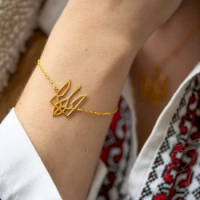 Ukraine Flag Pendant Bracelets Trident Design National Symbols Of Ukraine Stainless Steel Jewelry Women Men Gifts