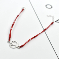 【玖飾時尚】紅線手繩  925純銀簡約和平(手環)
