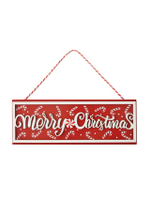 ป้ายไม้แขวนตกแต่ง Xmas24  PPED-2301278-CRC 22.5x8x0.6 ซม. แดง/ขาว