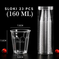 Gelas Plastik Bening Transparant Unik Sloki mini Seperti Kaca untuk Minuman Jus Dessert cup 160ml
