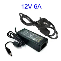 12V6A AC DC Adapter Charger With EU/US Cable Cord 5.5*2.5/2.1mm 12V 6A Switch Power Supply For LED Strips Light LCD Minitor