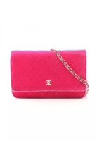 Chanel Pre-Loved Chanel matelasse chain wallet Velor Pink purple gold hardware