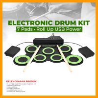 Electronic Digital Drum Kit 7 Pads Roll Up USB Power Alat Musik Portable