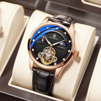 MG.ORKINA watches new brand mechanical belt men's watch fashion trend waterproof moon phase men's Watch Wristwatch