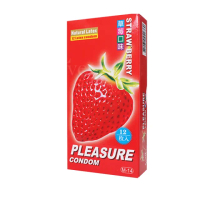 【Pleasure 樂趣】螺紋顆粒 3合1 草莓味保險套 12入/盒 情趣用品(保險套 安全套 衛生套)