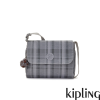 Kipling 輕灰蘇格蘭紋翻蓋側背包-MELILLO