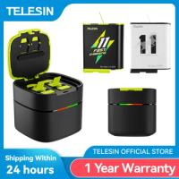 TELESIN Fast Charging Endurence Battery For GoPro Hero 12 11 10 9 1750 mAh Battery 2A Fast Charger Box TF Card Storage For Gopro