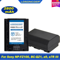 100% Original LOSONCOER 2800mAh NP-FZ100 Battery For Sony A9, Alpha 9S,BC-QZ1, A7R III, A7 III,A6600 A7r4 A7r3 A7rm4 A7s3 A7rm3