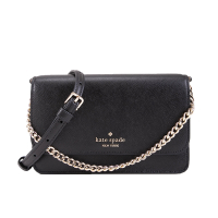 KATE SPADE Madison 防刮皮鍊帶手提皮革斜背包(黑色)