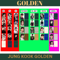 กล่อง MERCH BOX9 JIN SOLO ECHO ROCK YOUR HEART OUT, การ์ด Lomo, การ์ดหวังบนเวที, Jung Kook, ทอง, Hap