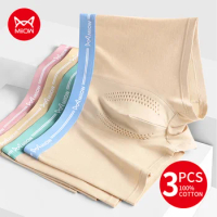 MiiOW 3Pcs Cotton Mesh Breathable Men Boxers Underwear 7A Antibacterial Crotch Underpants Men's Panties Sexy Man Boxer Briefs