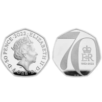 2022 Great Britain Queen 70th 50 Pence Coins