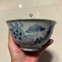 Mangkok blue & white dinasti MING  Diameter 15cm  Temuan dalam tanah