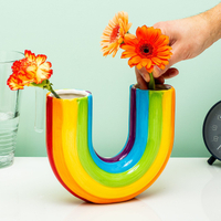 新款簡約香蕉花瓶彩虹花瓶插花創意家居客廳裝飾花園擺件樹脂花瓶