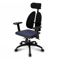 Birdie-德國專利雙背護脊機能電腦椅/辦公椅/主管椅/電競椅-129型藍色網布款-67x67x108-123cm