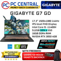 Tax exemption subsidy Gigabyte G7 GD RTX 3050 Gaming Laptop 17.3" FHD IPS 144Hz Intel Core i5-11400H