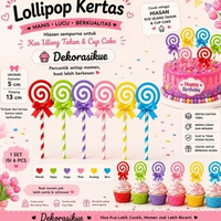 TOPPER KUE LOLIPOP KERTAS HIASAN KUE ULANG TAHUN DAN CUP CAKE