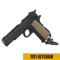 1911-Black Mini Gun Keychain 1:4 Miniature Gun Shape Pistol Keyring Pendant Ornament Gift for Army Fan Model Collection