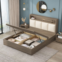 Leather and solid wood Storage Bed Frame Bed Frame with Mattress Package Solid Wooden Bed Frame Tatami Storage Bed