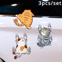 Cartoon Cute Cat Dog Sticker Funny Animal Styling Window Rearview Mirror Stickers Car Rear Wiper Decal Car Decor Accessories