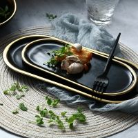 陶瓷盤子菜盤家用北歐輕奢ins風橢圓西餐盤甜品盤首飾收納盤托盤