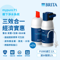 德國 BRITA mypure P1硬水軟化櫥下型濾水系統加購P1000濾芯 共2芯