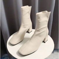 Giày bốt da nữ gót vuông khóa sau lót nỉ gót 5cm da mềm êm chân 2 màu lựa chọn Boot Len Nhung Jean C