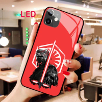Star Wars Kylo Ren Luminous Tempered Glass phone case For Apple iphone 12 11 Pro Max XS mini Acoustic Control Protect LED cover