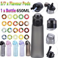 650ML Air Flavour Water Bottle with 5/7 Aroma Pods Vandens Butelis 0 Sugar Bottiglia Drinking Bottle Flavors Cup Pods
