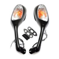 1 Pair Universal Reflector Mirrors For GSXR600 GSXR750 GSXR1000 K8 K9 Motorcycle Rear View Mirror with LED Turn Signals J60F