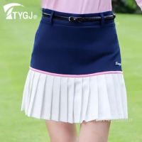 TTYGJ Patchwork Golf Skirts Ladies Slim Anti-exposure Culottes Women Pleated Pencil Golf Skort with Short Casual Skirt XS-XXL