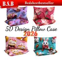 BSB_ Sarung Bantal 5D Corak Baru 2026 Reka Bentuk Moden Sarung Bantal Tempat Tidur Lembut 48*74cm