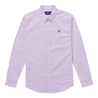 AF 麋鹿 A&amp;F 經典刺繡麋鹿長袖襯衫-粉白直條紋色
