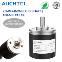 AUCHTEL 25mm Incremental Encoder 4mm Shaft Rotary AB 2 Phases 100 200 360 400 500 PPR 5-24VDC