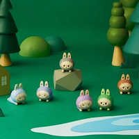 POPBean Forest Series Mokoko Labubu The Monsters Action Figure Doll Toys Gifts for Kids Kawaii Labubu Prone Posture Mini Doll