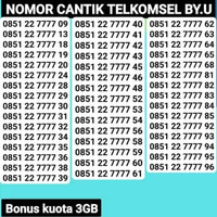 KARTU PERDANA Nomor Cantik Telkomsel By.U b.Yu NOMOR BY.U 0851 919 919 64