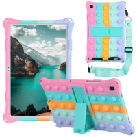 Soft Bubble Kids Case for Samsung Galaxy Tab A7 10.4 A8 10.5 SM-X200 Tablet Cover Tab S6 Lite S5E 10.5 S7 S8 11"T870 Shell+Strap