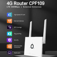 CPF109 4G LTE Router 300Mbps Wireless WiFi Hotspot 2 External Antenna 4G SIM Card Router with SIM Card Slot for Home Office