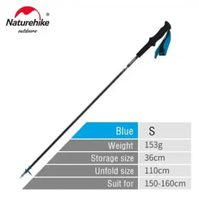 TREKKING POLE ST08 4 NODES AIR TREK EXT CARBON FIBER NATUREHIKE NH18D020-Z 110 CM NIGHT SKY BLUE
