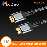 【魔宙】HDMI2.0協會認證 4K@60HZ 銅纜編織線 鐵灰 1M