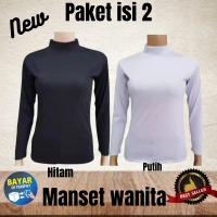 (paket isi 2)kaos manset wanita/manset lengan panjang/manset wanita Atasan Dalaman vest Melar Nyaman
