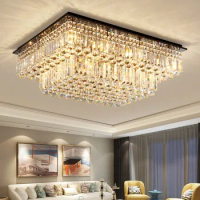 Modern Crystal Ceiling Lights Fixtures Simple LED Ceiling Lamps Living Room Bedroom Lamparas De Techo Three-color dimmable Lamp
