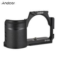 Andoer Camera Cage Aluminum Alloy Video Cage with Cold Shoe Mounts Numerous 1/4 Inch Threads for Sony ZV-E10 Vlog Camera