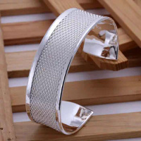 KN-B048 Silver Color Fashion Jewelry Best Selling Bangle For Women Man S925 Sterling Fashion Jewelry Finished Weaved Bangle