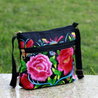 Embroidered Crossbody Bag, Women's Canvas Shoulder Bag, Stylish Travel Crossbody Bag, Women's Purses