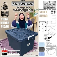 SKY - Kontainer Box Plastik Container KARBON Box PUMA AKAKO Hitam Black JUMBO BESAR RODA KB 180-tutu