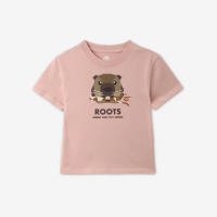 【Roots】Roots 小童- OUTDOOR ANIMAL短袖T恤(粉橘色)