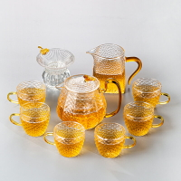 家用耐熱玻璃功夫茶具套裝過濾花茶壺茶杯竹托盤茶盤整套泡茶器