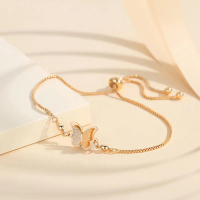 LM032 Gelang Titanium Bentuk Kupu Fashion Korea Gelang Serut Perhiasan Bracelets