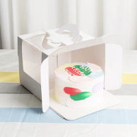 4/6/8inch Cake Gift Box With Transparent Window White Cardboard Cake Box Wedding Birthday Party Dessert Baking Favor Box 10PCS